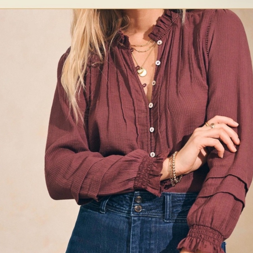 Faherty Willa Blouse in Catawaba Grape